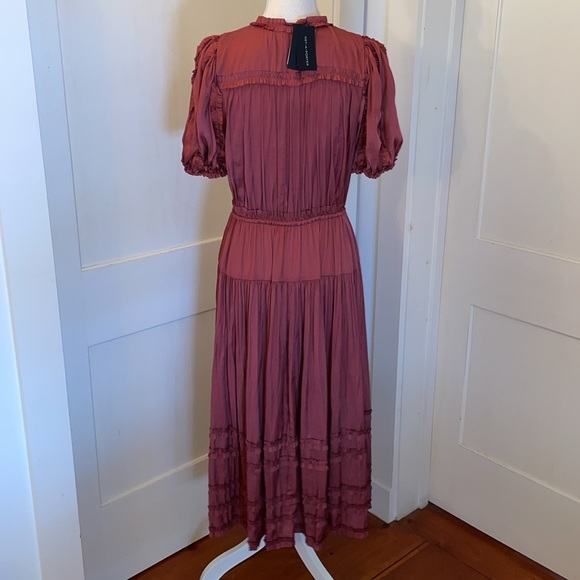 🌟Ulla Johnson Rose plissé-satin Midi Dress - Picture 4 of 12